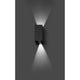 LED Außenwandleuchte BLIND 2x3W 3000K IP54 Dunkelgrau an einer Wand montiert, strahlendes Licht nach oben und unten.