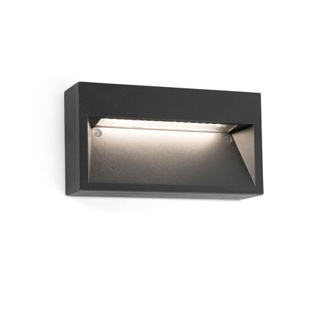 LED Outdoor surface-mounted light PATH 3000K IP44 Dark grey mounted on the wall with a modern design.