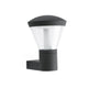 LED Außenwandleuchte SHELBY IP44 Dunkelgrau an Wand montiert mit klarer Abdeckung und modernem Design.