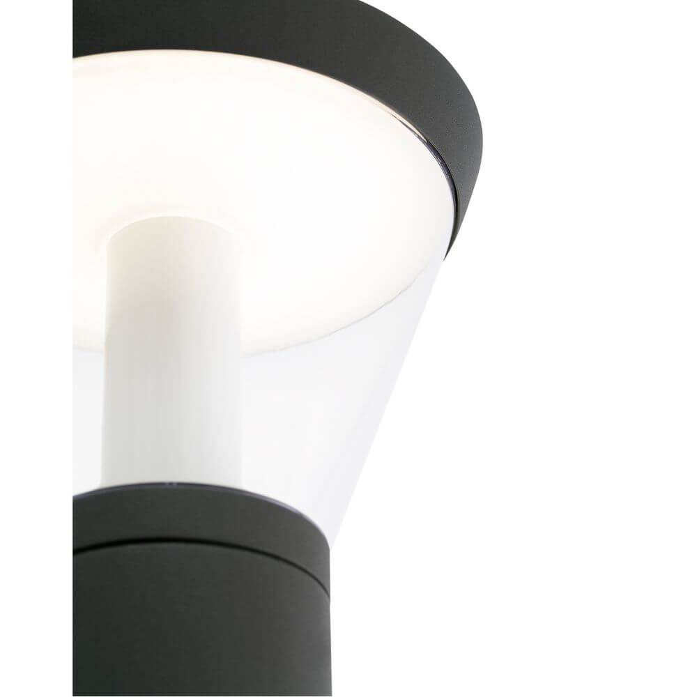 Detailansicht der LED Außenwandleuchte SHELBY IP44 Dunkelgrau mit hochwertigem Licht.