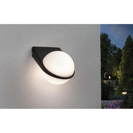 LED Außenwandleuchte Sphere Anthrazit IP44 an der Wand, blendfreies Licht für Außenbereiche.