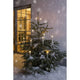 5 LED Kerzen Zusatzset für 1930-100 5 Warmweiß IP44 dekoriert an einem schneebedeckten Weihnachtsbaum.