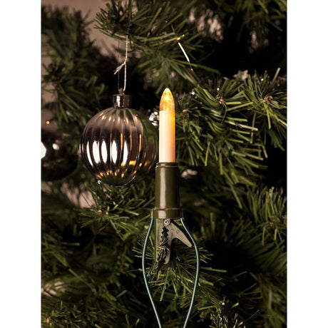 LED Baumkette Schaftkerzen 15 Warmweiße Dioden mit nostalgischer Lichterzauber für stilvolle Weihnachtsdekoration.