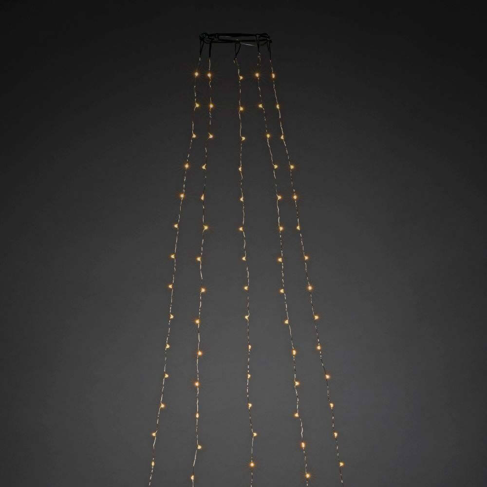 LED Baummantel mit Ring Ø 11 LED Tropfen 5 Stränge mit 36 Dioden 180 bernsteinfarbene Dioden auf silbernem Draht.