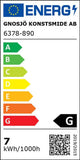 Energieeffizienzlabel für Gnosjö Konstsmide AB, Klasse G, 7 kWh/1000h, mit Farbcodes für Effizienz