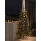 LED Baummantel mit Ring Ø 15 mit Globes 8 Stränge mit 50 Dioden 400 bernsteinfarbene Dioden IP44 am Weihnachtsbaum auf Balkon.
