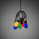 LED Biergartenkette opal 20 bunte Birnen 40 Warmweiße Dioden 6V IP44 mit bunten Lampen