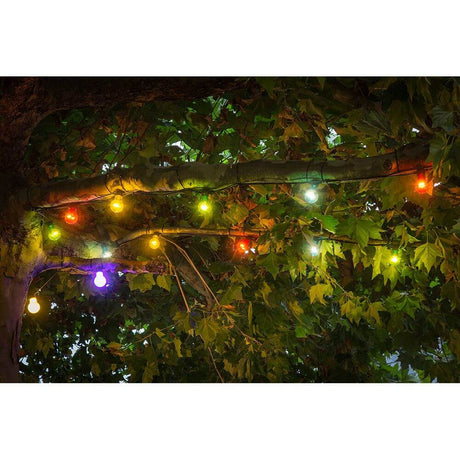 LED Biergartenketten Erweiterung 10er bunt 80 Warmweiße Dioden an einem Baum