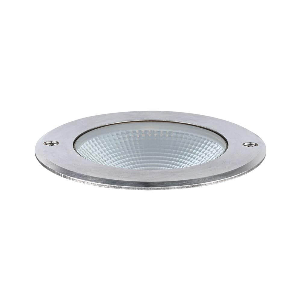 LED Bodeneinbauleuchte Floor Ø12cm aus Edelstahl mit IP67 Schutz, ideal für Außenbereiche.