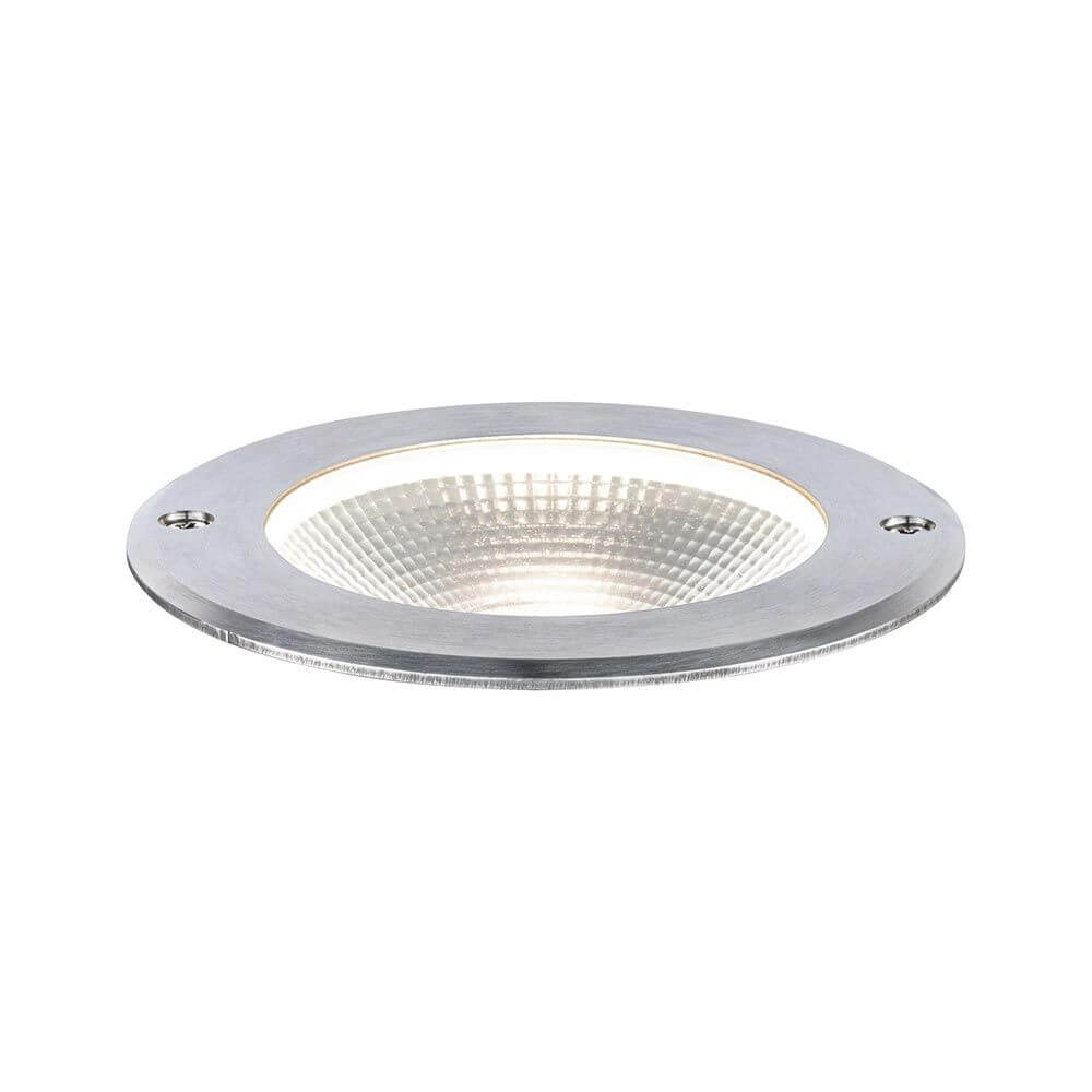 Runde Bodeneinbauleuchte Floor Ø12cm aus Edelstahl, IP67, ideal für begehbare Außenbereiche.