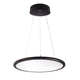Schwarze LED Pendelleuchte mit transparentem, blendfreiem Leuchtkörper für modernes Büroumfeld.