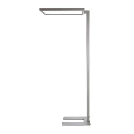 Moderne LED Büro Stehleuchte mit neutralweißem Licht, silberfarben, ideal für produktives Arbeiten.