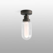 LED Deckenleuchte BRUME 3W 2700K IP44 Bronze an der Decke montiert mit gläsernem Lampenschirm