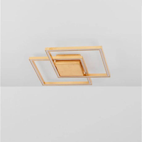 LED-Deckenleuchte Bilbao Gold quadratische, goldfarbene Deckenlampe mit opalweißen Acrylflächen und mattiertem Aluminium