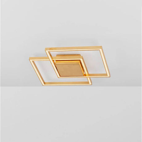 LED-Deckenleuchte Bilbao Gold quadratische goldene Deckenleuchte aus mattiertem Aluminium mit opalweißen Acrylflächen, modernes Design