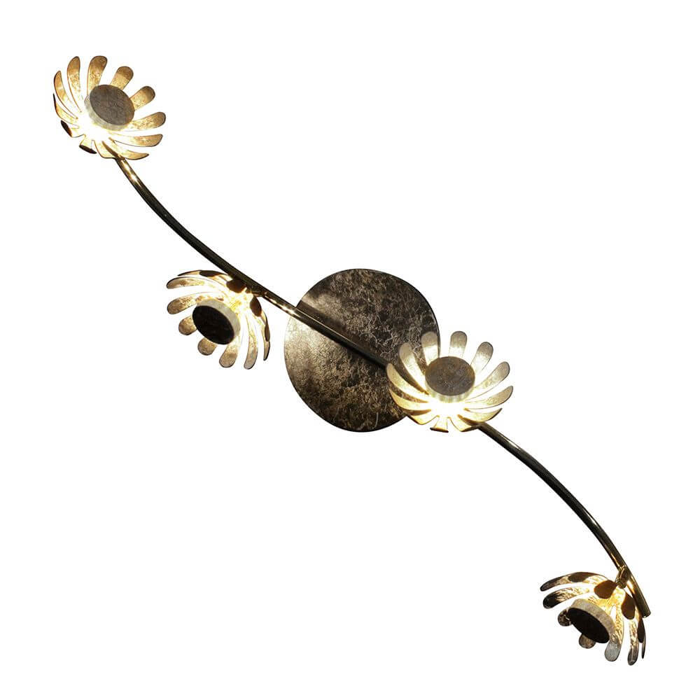 LED Deckenleuchte Bloom 4-flammig 70cm Silberfarben in blütenkelchförmigem Design mit warmweißem Licht.