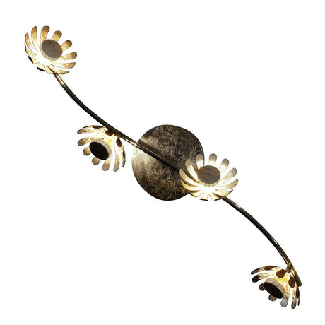 LED Plafonnier Bloom à 4 lampes 70 cm couleur argent avec un design en forme de calice floral et une lumière blanc chaud.