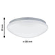 LED Bad-Deckenleuchte Leonis Weiß IP44 mit rundem Glasschirm, Durchmesser 280 mm, Höhe 95 mm.