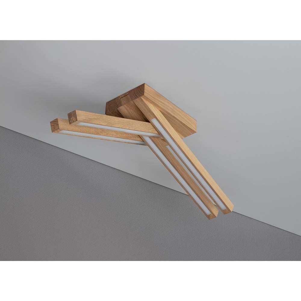 LED Deckenleuchte Linus Crossed aus Eiche-Geölt mit 1680lm für stilvolle Raumbeleuchtung.
