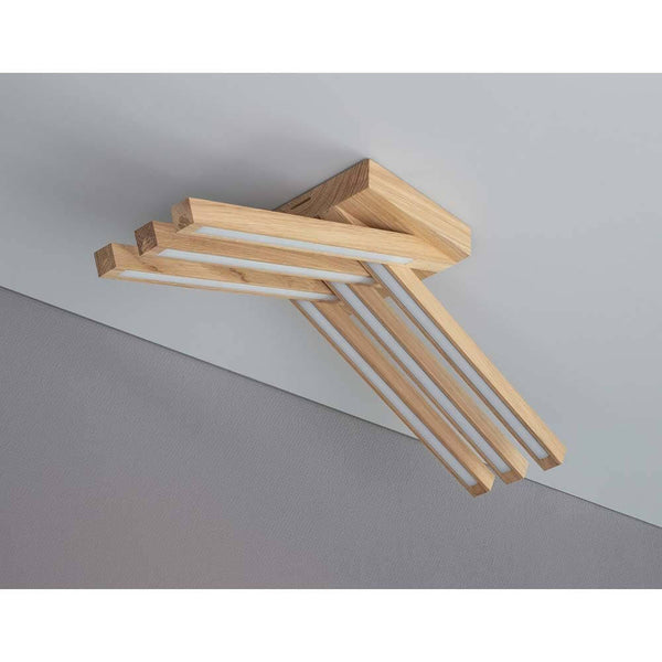LED Deckenleuchte Linus Crossed 2520lm Eiche-Geölt moderne Holz-Deckenlampe für stilvolle Wohnräume