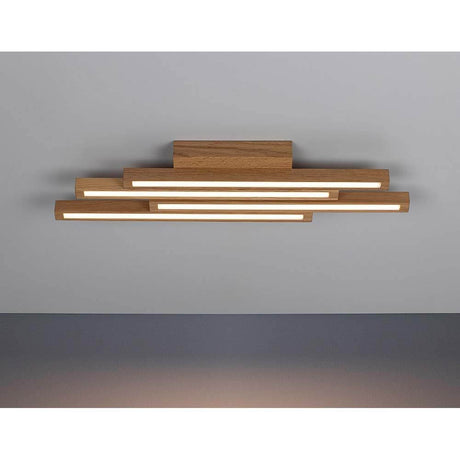 LED Ceiling light Linus Straight 2240lm Oiled Oak in modern design with warm white lighting.