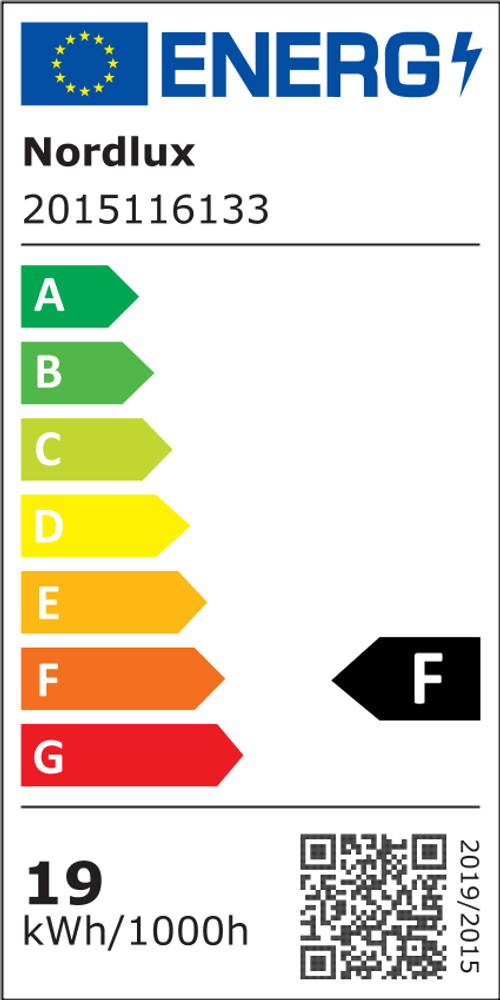Energielabel für Nordlux LED Deckenleuchte Oja 42 3-Stufen IP54 mit F-Klassifizierung.