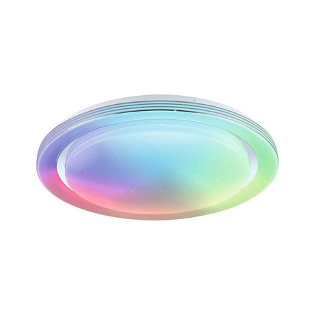 LED Loftslampe Rainbow CCT dæmpbar krom, hvid med regnbueeffekt for magiske lyseffekter.