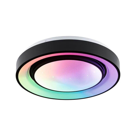 LED Deckenleuchte Rainbow Ø 37,5cm Schwarz mit Regenbogeneffekt und dimmbarer Lichtfunktion.