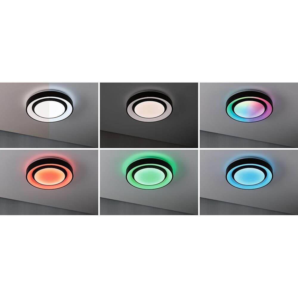 LED Deckenleuchte Rainbow Ø 37,5cm Schwarz in verschiedenen Farbvariationen an der Decke