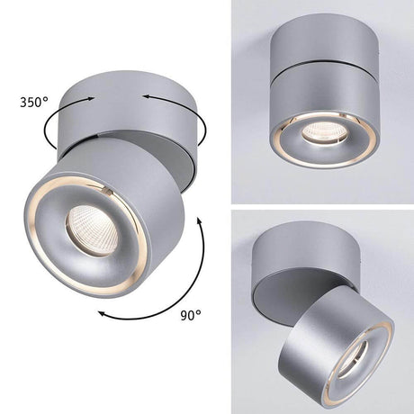 LED Deckenleuchte Spircle 530lm Chrom-Matt mit schwenkbarem Spotkopf und modernem Design für flexible Beleuchtung.