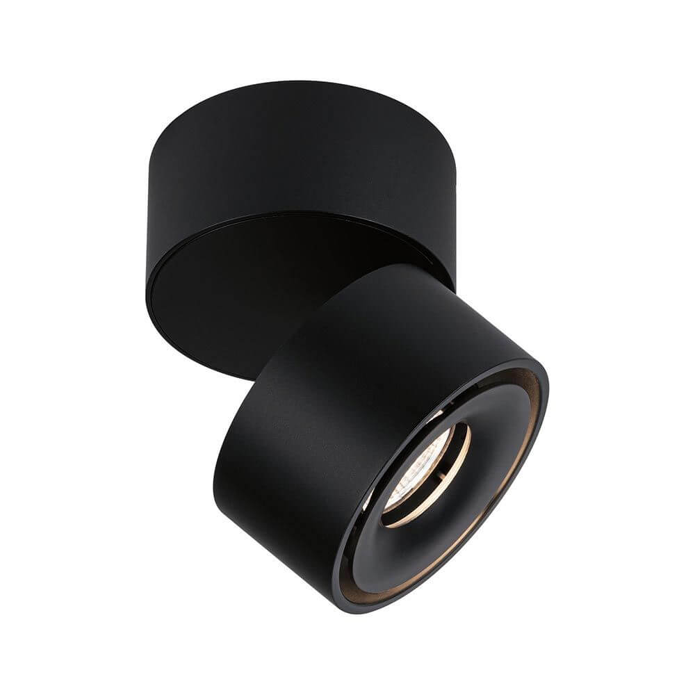 LED Decken Strahler Spircle Schwarz-Matt mit modernem Design und schwenkbarem Spotkopf.