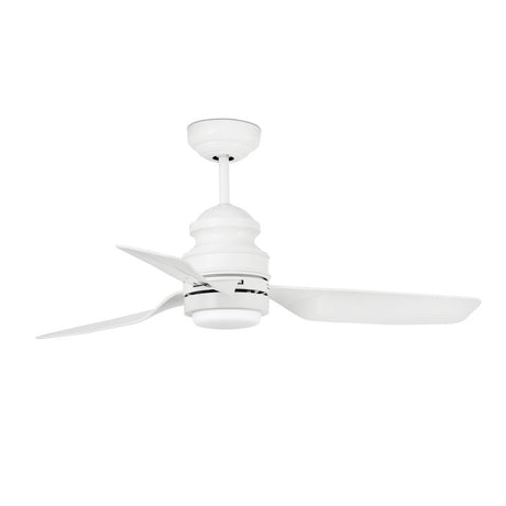 LED Deckenventilator PHUKET 12W 3000K 1000lm Weiß, eleganter Deckenventilator in Weiß mit drei Blättern.