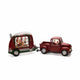 LED Dekoleuchte Pick-up mit Weihnachtsmann batteriebetrieben Rot - roter Pick-up mit Anhänger und beleuchtetem Weihnachtsmann