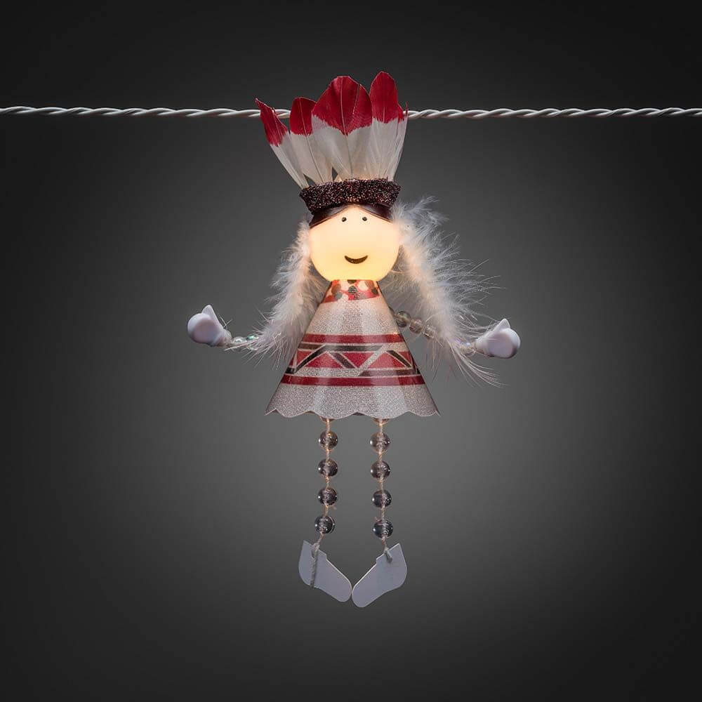 LED Dekolichterkette Indianer 10 Warmweiße Dioden - Dekorative Figur in Indianer-Kostüm mit Licht