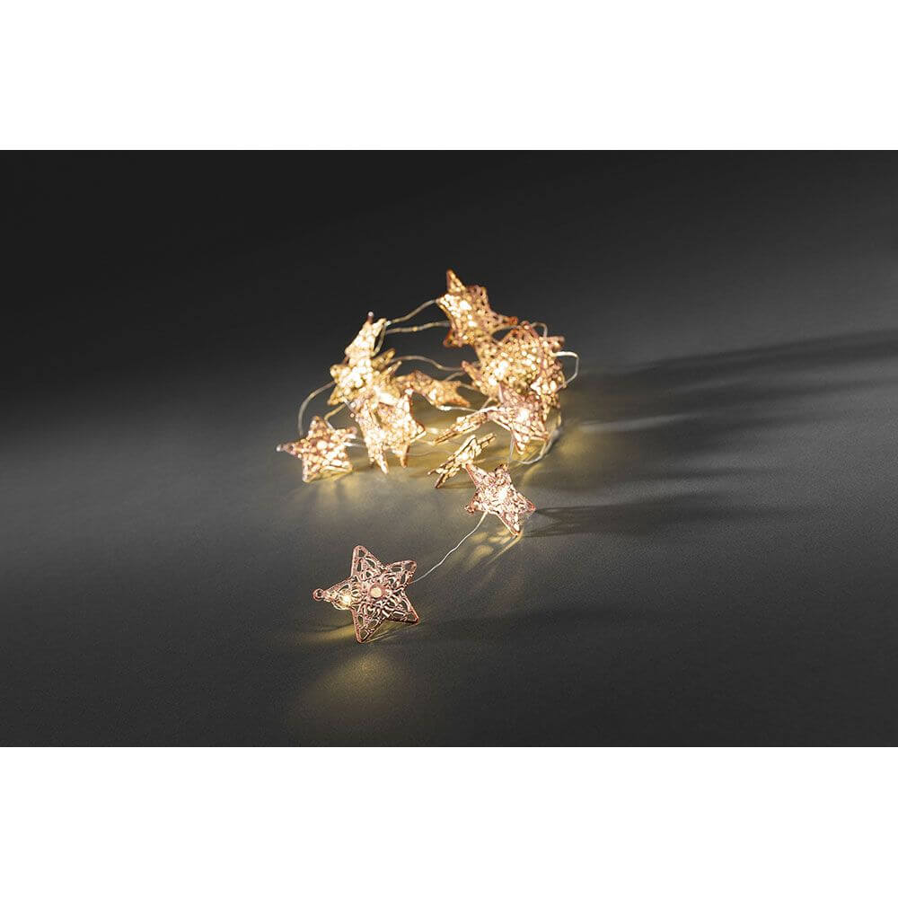 LED decorative light chain copper-colored metal stars 20 warm white di ...