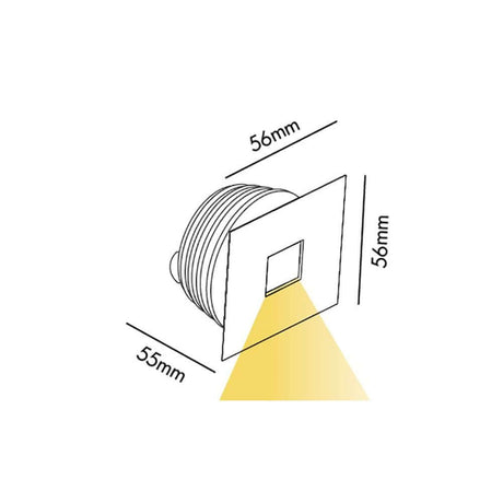 LED-downlight Signal IP65 3W 3000K dimbar grå teknisk tegning med mål.