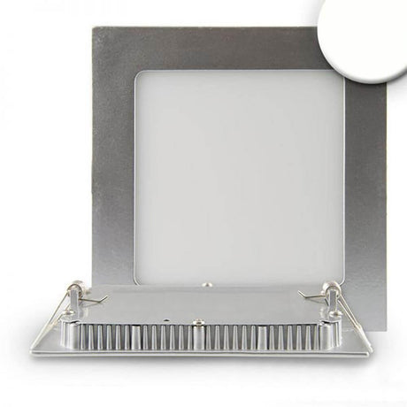 LED Einbaupanel 19 x 19cm flach eckig silber Dimmbar 15W Neutralweiß mit Trafo-Design.