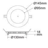 LED Einbaupanel Ø 15cm flach rund silber Dimmbar 9W Neutralweiß  Pro-Light   