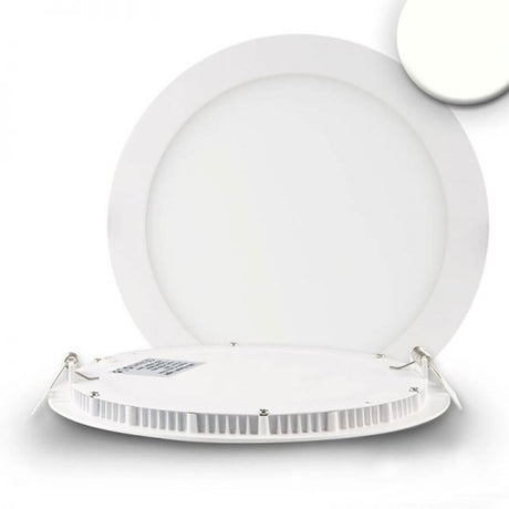 LED Installationspanel Ø 22,5cm flad rund hvid 18W neutral hvid bagfra med driver.