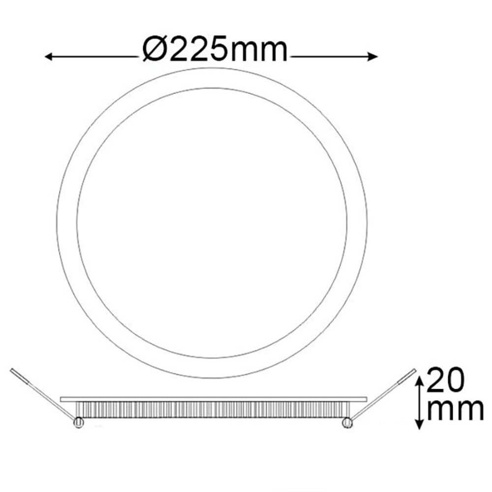 LED installationspanel Ø 22,5 cm flad rund hvid 18W neutral hvid
