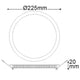 LED Einbaupanel Ø 22,5cm flach rund weiß 18W Neutralweiß mit Abmessungen Ø225mm und Höhe 20mm.