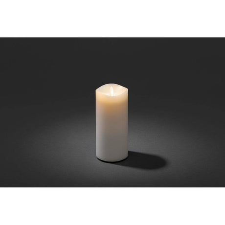 LED duftlys hvit flimrende lavendel-duftpad batteridrevet timer på svart bakgrunn.