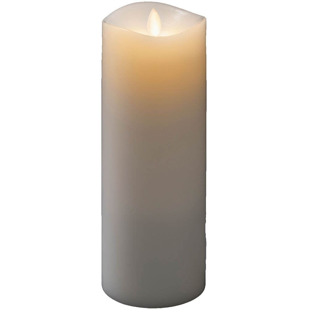 LED Duftkerze weiß flackernd mit Lavendel-Duftpad Timer Warmweiß batteriebetrieben in eleganten Design.