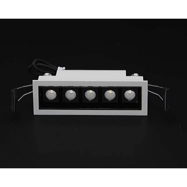 LED Einbau-Rasteleuchte Line 640lm 5x2W Warmweiß, rechteckige Rasteroptik mit 5 Power-LEDs und Aluminiumrahmen