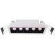 Moderne LED Einbau-Rasterleuchte mit 4x 2W Power LEDs in Weiß-Matt, Abstrahlwinkel 45°, Einbautiefe 5cm.