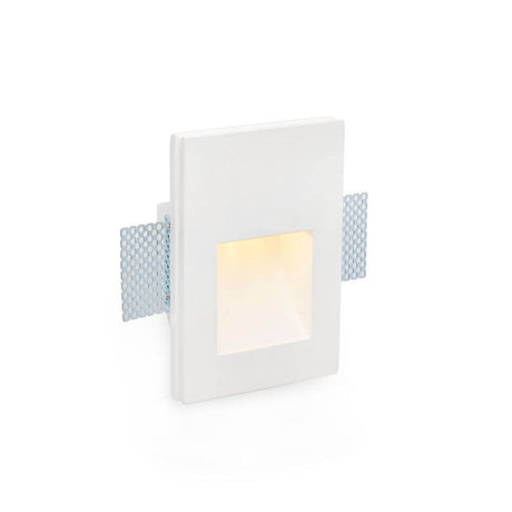 LED Wandeinbaulampe PLAS-3 1W 3000K Weiß mit quadratischer Lichtaustrittsöffnung und Gitter.