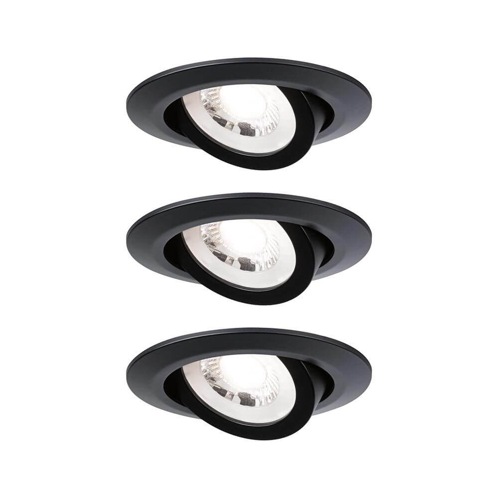 LED Einbauleuchte 3er-Set schwenkbar Schwarz-Matt, kompakte und elegante Einbaustrahler für vielseitige Anwendungen.