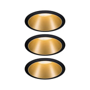 LED Einbauleuchte Cole LED Basis-Set Schwarz, Gold IP44 in eleganten runden Design mit goldenen Reflektoren.
