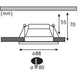 Technische Zeichnung der LED Einbauleuchte Cole Basis-Set 8,8cm Schwarz, Silber mit Abmessungen.