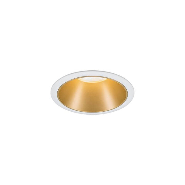 Alt Tag: LED Einbauleuchte Cole Basis-Set Rund Weiß, Gold in Weiß mit goldener Innenfläche, mattes, zurückgesetztes LED-Coin für blendfreie Deckenbeleuchtung
